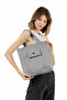 Gray Shk20 4 Compartment Zippered Canvas Fabric Daily Women's Shoulder Bag E:36 L:33 W:7 cm - 3