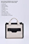 Cream-Black Shk161 Canvas Fabric Two-Compartment Lined Zippered Double Strap Crossbody, Hand and Shoulder Bag - 3
