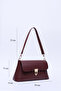 Claret Red Shk153 Faux Leather Lock Detailed Standard Strap Single Compartment Hand, Arm and Shoulder Bag U:15 E:29 g - 2