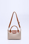 Mink-Tan Shk135 Faux Leather, Single Compartment, Double Strap Hand, Arm and Cross Shoulder Bag