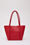 Red Shk80 Makeup Bag Ö Nue Pocket Snap Fastener Faux Leather Hand and Shoulder Bag - 2