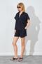 Women's Black Oversize Low Sleeve Shirt Shorts Suit - 2