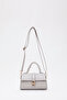 Shk109 Gray Faux Leather Women's Hand and Arm Shoulder Bag - Adjustable Strap, Snap Design, 7 cm Width