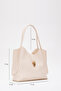 Cream Shk126 Faux Leather Lock Detailed Makeup Bag Hand, Arm and Shoulder Bag - 2