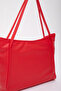 Red Shk90 Faux Leather Hand, Arm and Shoulder Shopper Bag with Internal Compartment and Zipper - 5