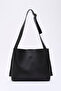 Black Shk179 Faux Leather, Single Compartment, Snap Fastener, Hand, Arm and Shoulder Bag with Makeup Bag