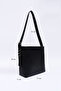 Shk175 Black Faux Leather Bag with Snap Fastener, Lining, Inner Pocket and Adjustable Strap - 2