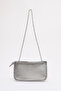 Silver Shk182 Faux Leather 3 Compartment Bead Detailed Zippered Chain Strap Hand, Arm and Shoulder Bag - 3