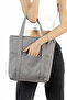 Gray Shk20 4 Compartment Zippered Canvas Fabric Daily Women's Shoulder Bag E:36 L:33 W:7 cm - 5