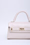 Cream Shk188 Faux Leather Single Compartment Lock Detailed Strap Hand, Arm and Shoulder Bag - 6