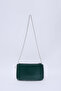 Petrolyeşil Shk125 Faux Leather Bead Detailed Zippered Single Compartment Chain Strap Shoulder Bag - 4