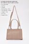 Mink Shk83 Faux Leather Single Compartment Zippered Double Strap Hand, Arm and Shoulder Bag L:17 E:27 W:10 - 3