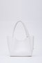White Shk108 Women's Hand and Shoulder Bag with Snap Fastener Faux Leather Wallet and Makeup Bag - 5