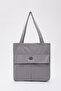 Gray H0003 Covered 3-Compartment Canvas Fabric Daily Women's Shoulder Bag U:35 E:35