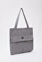 Gray H0003 Covered 3-Compartment Canvas Fabric Daily Women's Shoulder Bag U:35 E:35 - 2
