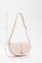 Cream Shk92 Lock Detailed Faux Leather Single Compartment Snap Fastener Hand, Arm and Shoulder Bag L:15 E:25 W:6 cm - 2
