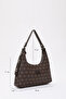 Monogram Printed Brown Shk82 Baguette Model Single Compartment Women's Faux Leather Hand and Shoulder Bag U:17 E - 2