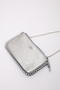Silver Shk182 Faux Leather 3 Compartment Bead Detailed Zippered Chain Strap Hand, Arm and Shoulder Bag - 8