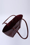 Burgundy Shk80 Faux Leather Large Size Shoulder Bag with Front Pocket and Snap Fastener Makeup Bag - 5