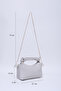 Gray Shk24 Soft Leather Knot Detailed Chain Strap Hand and Shoulder Bag L:14 W:22 W:8 Cm - 2