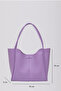 Lilac Shk76 Large Size Women's Hand and Shoulder Bag with Snap Fastener Wick Strap Faux Leather Makeup Bag U:29 E - 3
