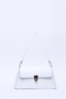 White Shk153 Faux Leather Lock Detailed Standard Strap Single Compartment Hand, Arm and Shoulder Bag
