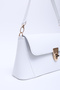 White Shk153 Faux Leather Lock Detailed Standard Strap Single Compartment Hand, Arm and Shoulder Bag - 5