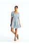 Xside Blue Boat Neck Floral Women's Dress