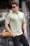 Green Zipper Detailed Polo Collar Knitwear T-Shirt 6885 - 2