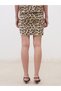 Alita City Farkıyla Soulife Brown Knitwear Leopard Mini Women's Skirt - 4