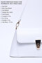 White Shk153 Faux Leather Lock Detailed Standard Strap Single Compartment Hand, Arm and Shoulder Bag - 3
