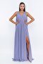 Slit Evening Dress with Cape Detail on the Shoulder