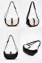 Black-cream Shk92 Lock Detailed Faux Leather Single Compartment Hand, Arm and Shoulder Bag with Snap Fasteners L:15 E:25 W:6 - 8