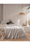 Melicia Double Cotton Striped Satin Duvet Cover Set - Beige