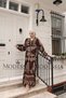Women's Brown 100% Viscose Cotton V-Neck Alaçatı Model Layered Dress V6532 - 6