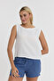 Women's Blouse - Muslin Trimmed Zero Sleeve - Crop - 1040