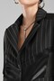 Women's Satin Fabric and Striped Fabric Detailed Design Blazer Jacket - 7