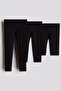 95% Cotton 3-Piece Girls' Leggings Set - Long, Capri and Shorts Models in Black