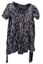 Girl's Ruffle Collar and Button Detailed Mixed Patterned Viscose Black Loose Dress - 4