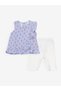 Crew Neck Sleeveless Printed Baby Girl Blouse and Pants 2 Piece Set