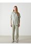 Green Linen Blended Women's Shirt
