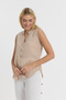 Women's Blouse - Muslin Judge Collar Half Placket Sleeveless Blouse - 1070 - 2