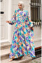Alaçatı Pattern Buttoned Dress 2021-02 Purple Green