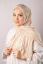 Beige Practical Ready-made Interlocking Hijab Scarf Fukuro Pleated Flower Patterned Laser Cut 1819_12