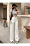 White High Waist Loose Loose Cut Wide Leg Pants Jean - 2