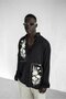 Men's Textured Printed Oversize Casual Shirt Black - 8