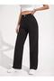 Black High Waist Palazzo Boyfriend Wide Leg Trousers - 2