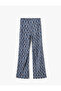 Women'S Blue Design Wide Leg Pants - 4