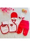 Bi̇dunyabebe Red Heart-Shaped 5-Piece Boxed Newborn Baby Set - 2