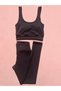 Women's Sports Suit |   Shaping / Sculpting Corded Fabric Leggings & Padded Crop – Black - 4